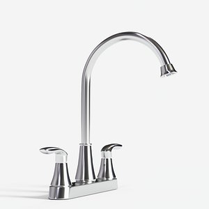 2 Handle Faucet for 3 Hole Kitchen Sink Stainless Steel Brushed Kitchen 3D