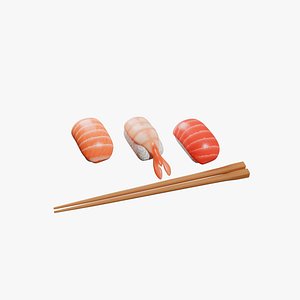 Nigiri Sushi - Salmon - Shrimp - Tuna 3D model