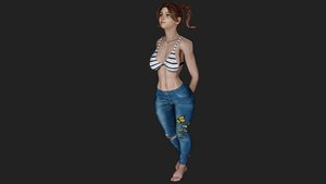 Teenage girl with pigtails 3D