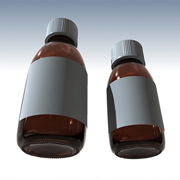 3d glass syrup bottles model