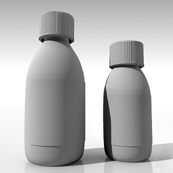 3d glass syrup bottles model