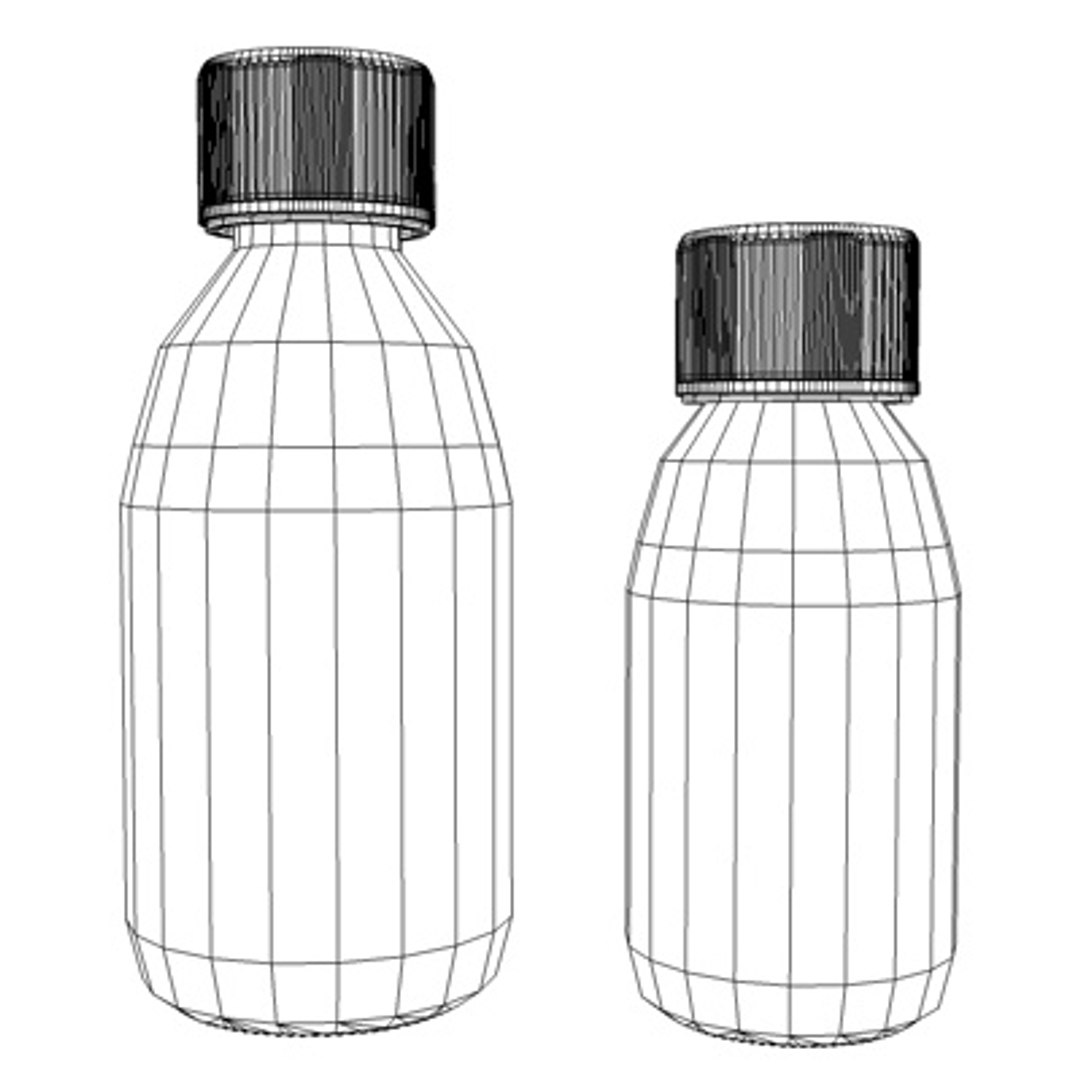 3d Glass Syrup Bottles Model