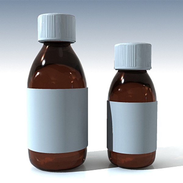 3d glass syrup bottles model