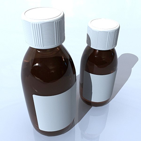 3d glass syrup bottles model