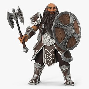 Dwarf Character in Armor Standing