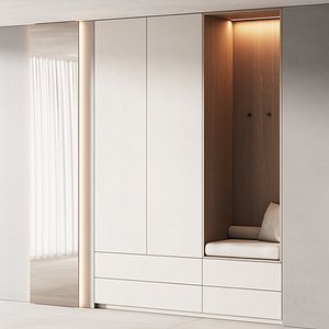 3D 490 hallway zone 11 minimal modular cabinet with seat and mirror