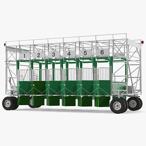 6 Horse Starting Stalls Rigged for Cinema 4D 3D model