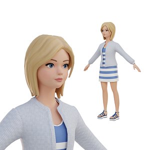 3D model Cute girl blonde