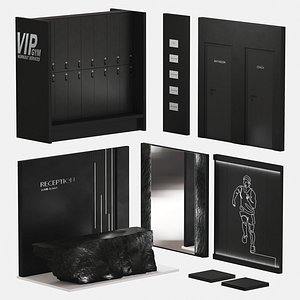 3D Modern Minimalist Gym Reception  Locker Room Design 001 model