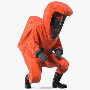 Heavy Duty Chemical Protective Suit Red Rigged model