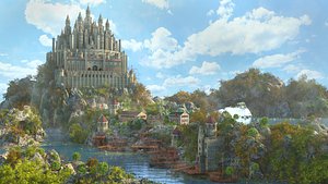 Fantay Mountain Castle Environment 3D model