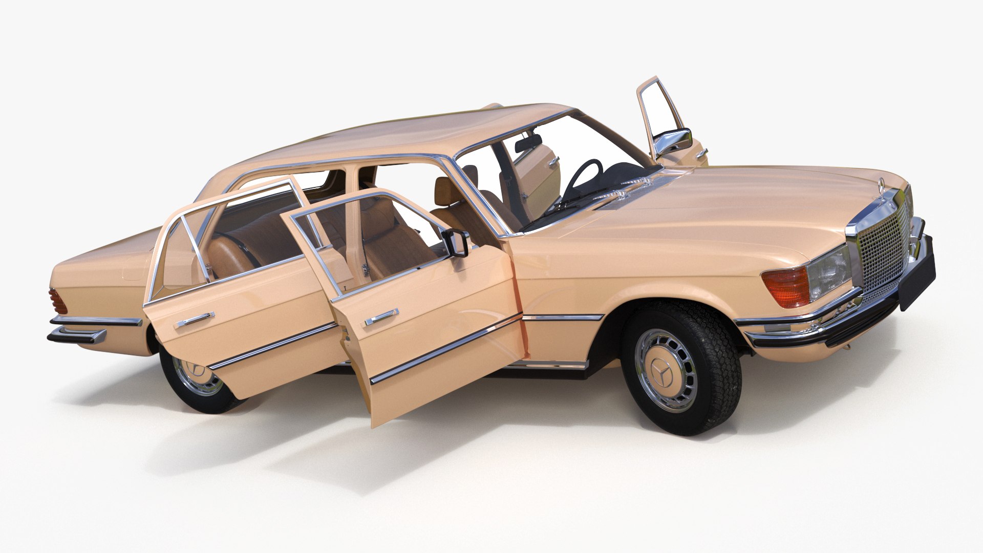 Mercedes Benz 350 SE Yellow Rigged for Maya 3D model preview
