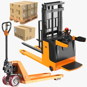 3D Two Detailed Warehouse Lifts model