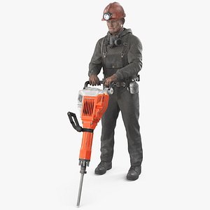 3D Miner with Jackhammer model