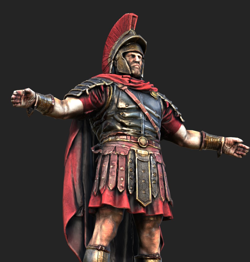 Roman Warrior Low Poly Game Ready 3D Model 4K PBR Textures WinZip ZIP ...