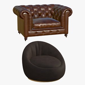 Chesterfield Single With Realistic Leather Sofa