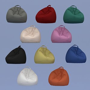 3D model soft beanbags colored