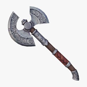 Stylized Fantasy Axe - Game Ready Hand Painted Weapon 3D model