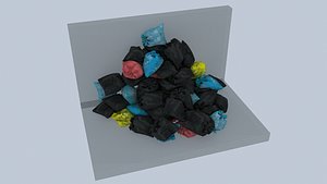 Textured Garbage Bags Pile in a wall 3D model