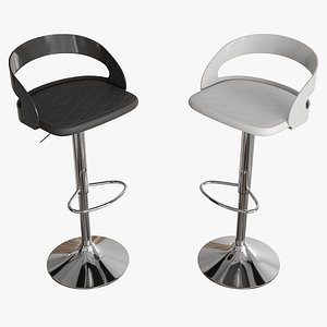 Modern Adjustable Bar Stool Set with Padded Seat