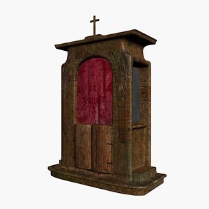 Wooden Confessional Booth 3D model