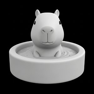 Cute Capybara in Bathtub 3D Print Model