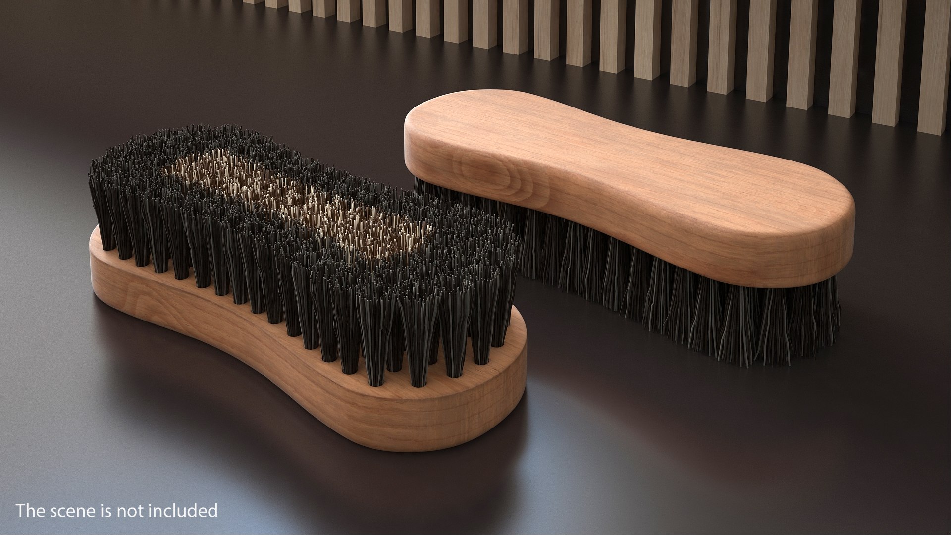 Cleaning Brush Dark Wood 3D model preview