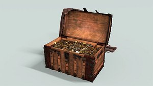 Treasure Chest Coins With Pirate Cloth Low-poly 3D model model