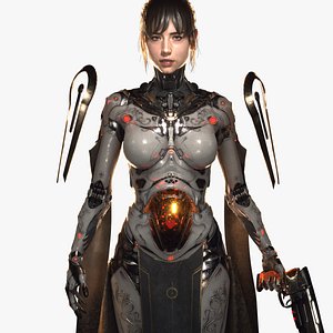 3d Cyberpunk Girl - Game ready and Recordings