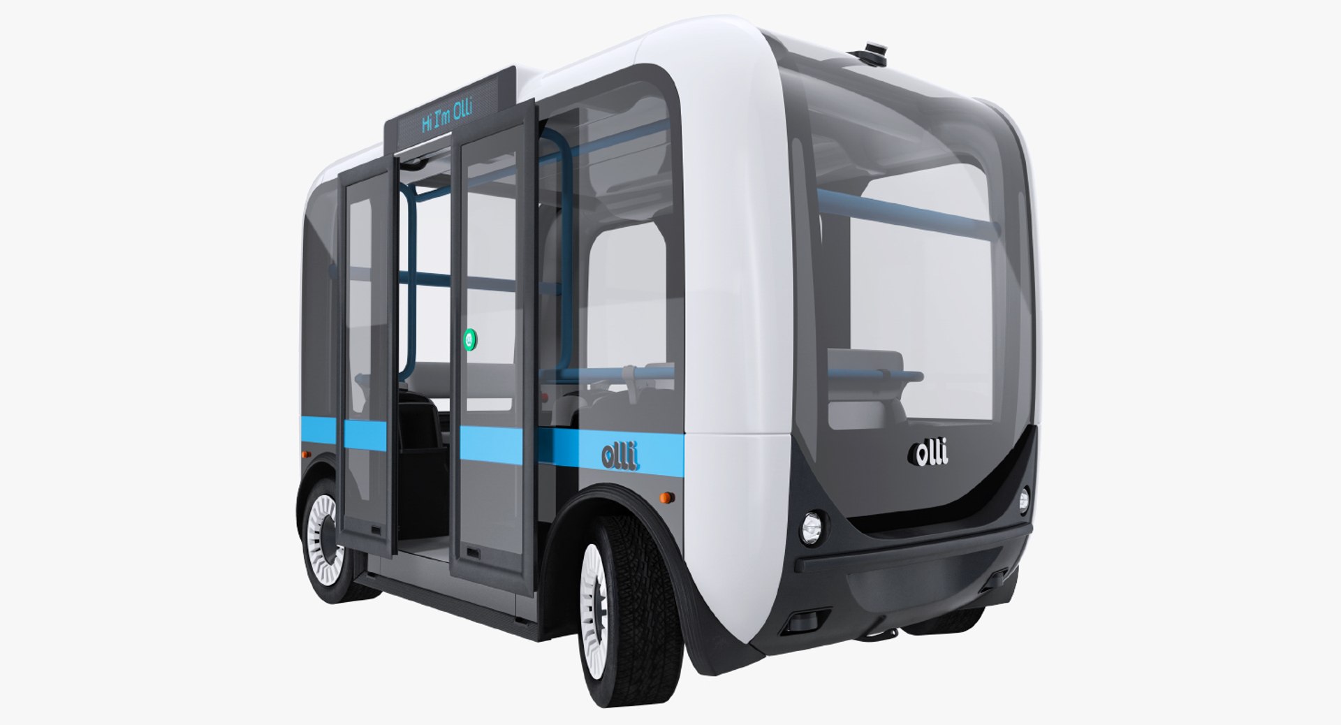 Olli Self Driving Electric Bus Rigged 3D model preview