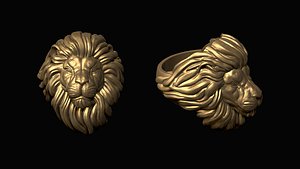 print lion head ring 3D