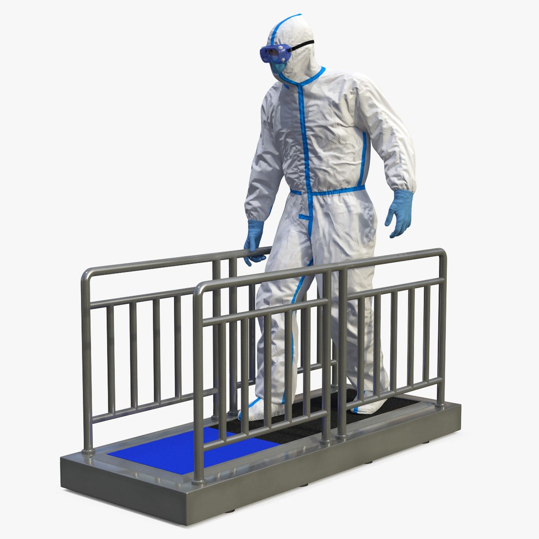 Disposable Protective Suit with Sole Cleaner Rigged 3D model preview