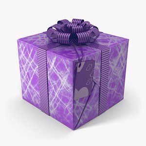 Gift Box Lable Purple 3D model