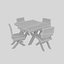 natural wood table chair 02 3D model