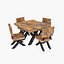natural wood table chair 02 3D model