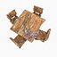 natural wood table chair 02 3D model