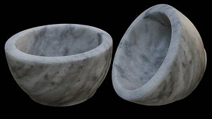 White Marble Mortar Bowl 3D Scan