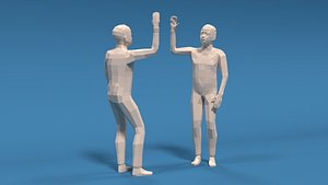 3D Low Poly Kids High Five Hands model