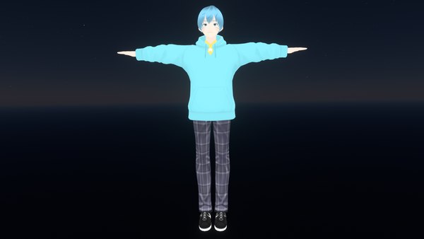 3D Game Ready Low Poly Anime Character Boy 32 model