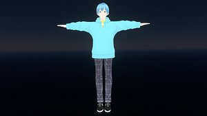 Game Ready Low Poly Anime Character Boy 32