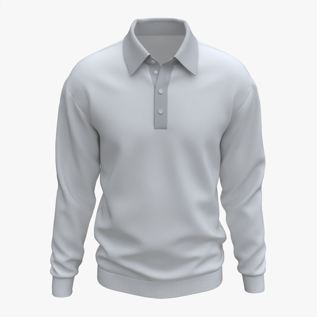 Long Sleeve Polo Shirt for Men Mockup 03 White 3D model - TurboSquid ...