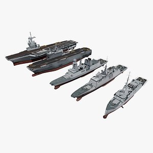 Modern French navy warships gameready collection