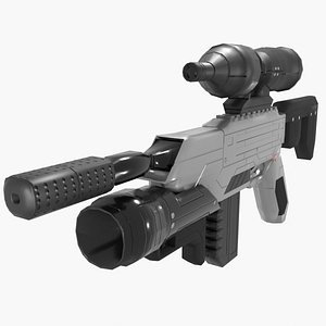 Sci-Fi Battle Rifle with Grenade Launcher 3D model