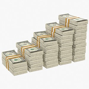 3D 1 Dollar Bill Stack Ladder model