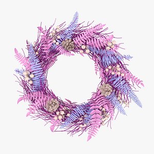 purple faux wreath 3D