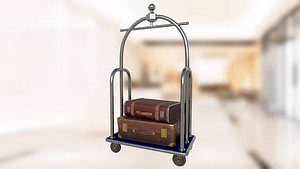 Hotel luggage trolley PBR game ready Low-poly model