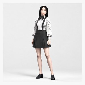 3D Realistic Korean Student Girl Character