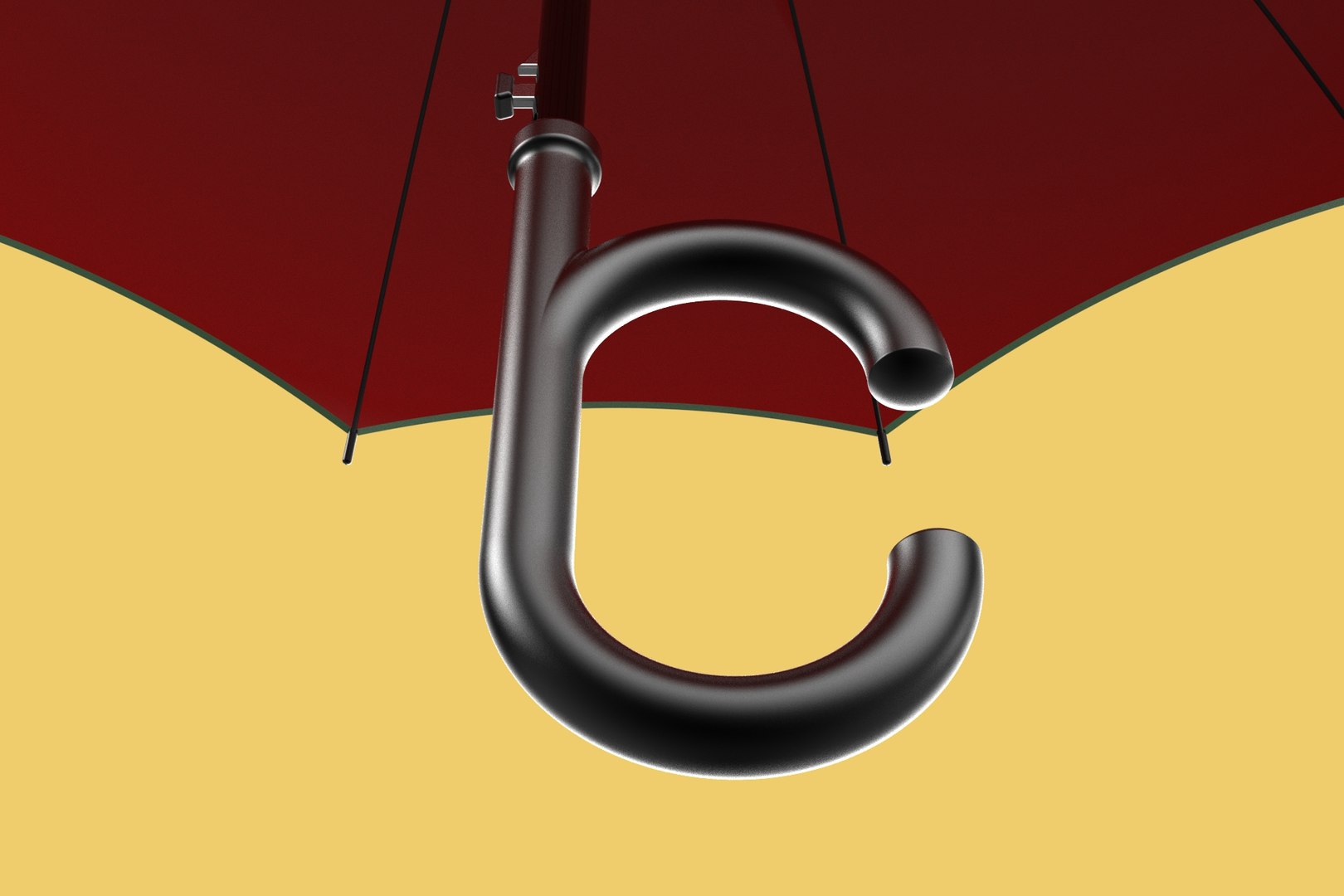 3D Model REVERSE C SHAPE HANDLE STICK INVERTED UMBRELLA AUTO OPEN ...