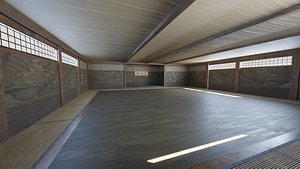 Japanese Dojo Interior - Martial Arts Training Hall 3D model