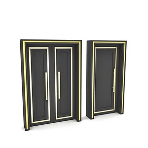 modern gold and black door Low-poly